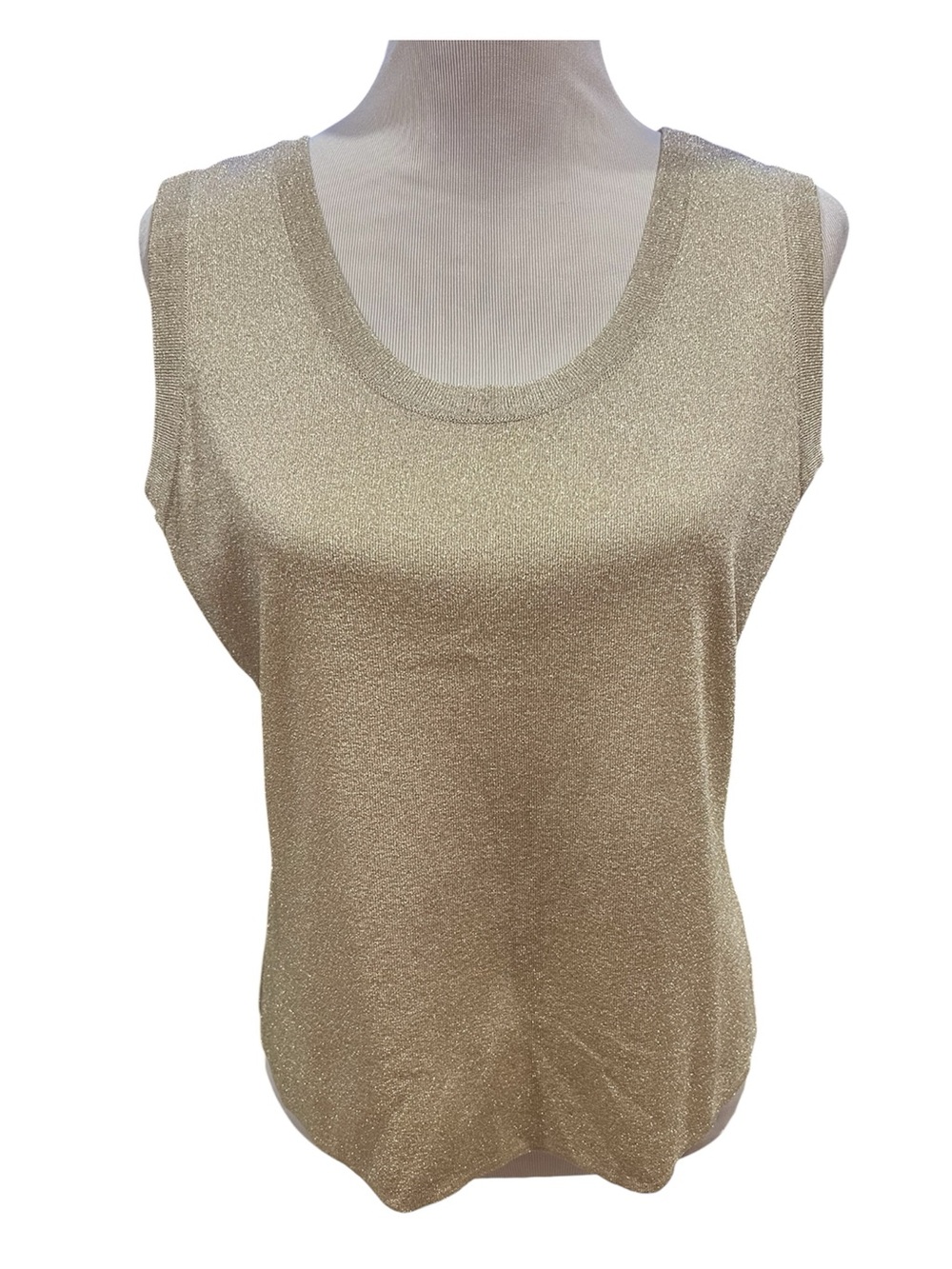 Vintage Exclusively Misook Metallic Shimmer Sparkle Knit Sleeveless Shell Tank L